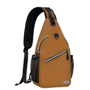 Sling Backpack, Multipurpose Crossbody Shoulder Bag Travel Hiking Medium Brown